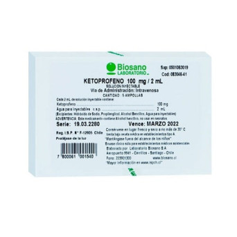 Ketoprofeno 100 mg/2mL 5 ampollas