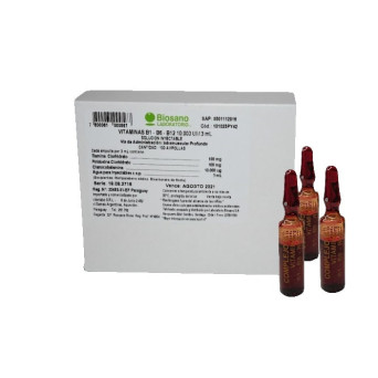 Vitamina B1 - B6 - B12 Inyectable 3 Ampollas 3 mL
