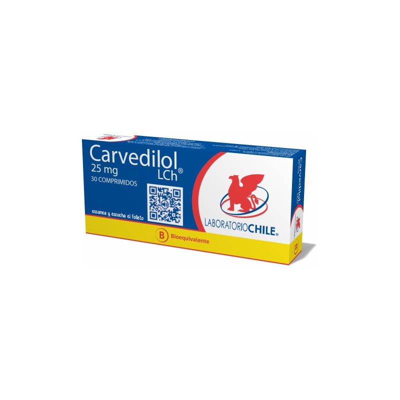 Carvedilol 25 mg. 30 comp. Lab. Chile