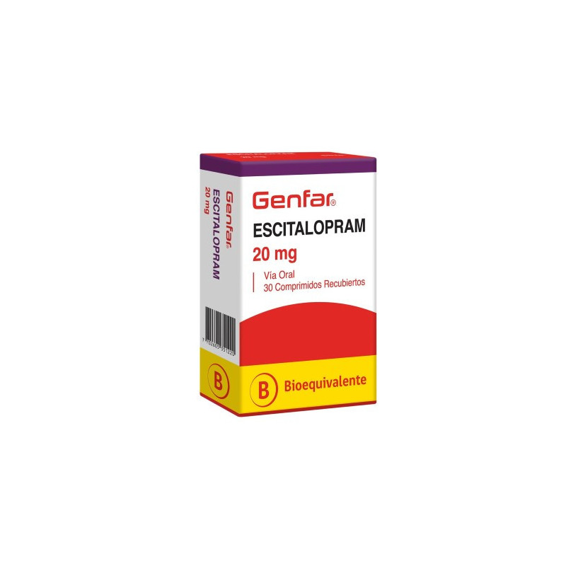 Escitalopram 20 Mg 30 Comp. Recubiertos Genfar